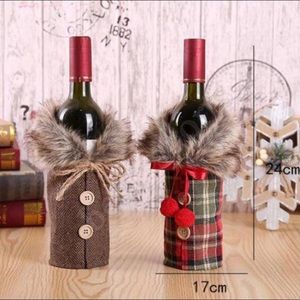 Pair of Christmas holiday wine sleeve jackets
